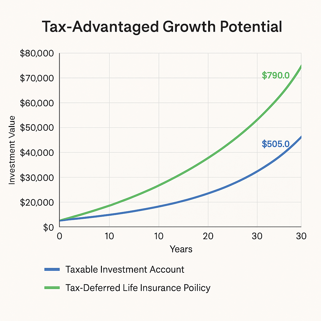 Life Insurance as an Investment Vehicle: Building Wealth While Protecting Your Family's Future 3 Graph comparing after-tax growth of traditional investments versus life insurance cash value
