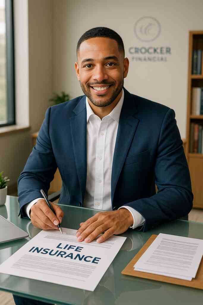 10 Reasons Every Homeowner Needs Mortgage Protection Insurance 1 Professional advisor in a modern office reviewing life insurance documents at a clean glass desk.